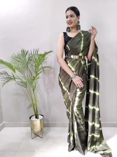 1 Min Leheriya Dyed Print Stitched Readymade Saree