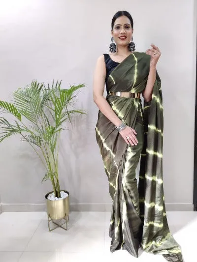 1 Min Leheriya Dyed Print Stitched Readymade Saree