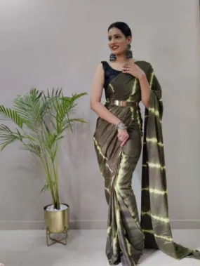 1 Min Leheriya Dyed Print Stitched Readymade Saree