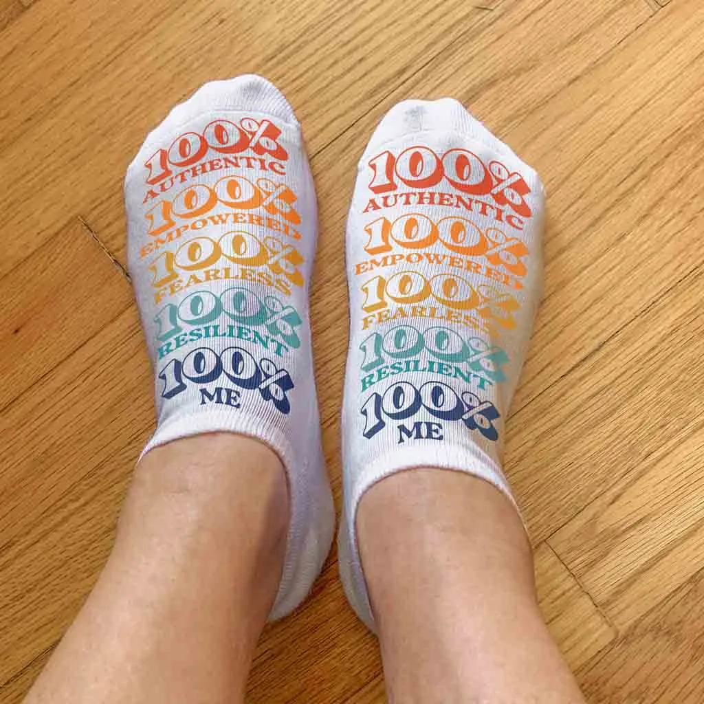 100% Me - Self Positivity Message Printed on Socks