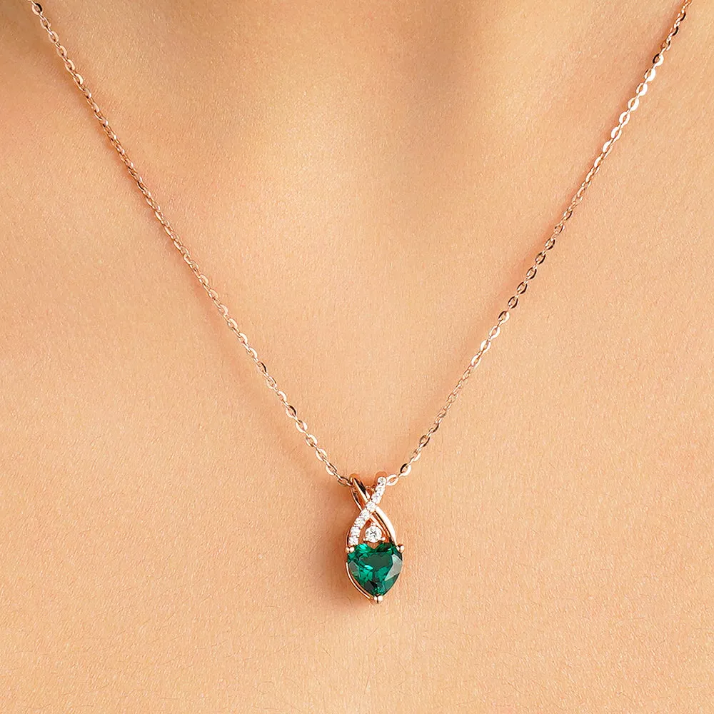 1.16 CT. Solitaire Heart Emerald and White Sapphire Pendant