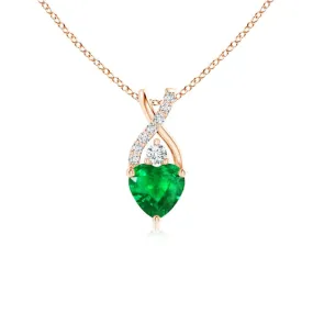 1.16 CT. Solitaire Heart Emerald and White Sapphire Pendant