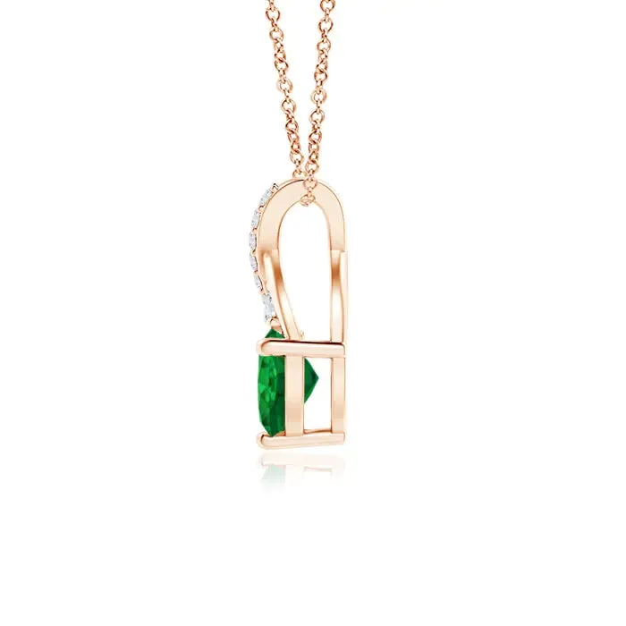 1.16 CT. Solitaire Heart Emerald and White Sapphire Pendant