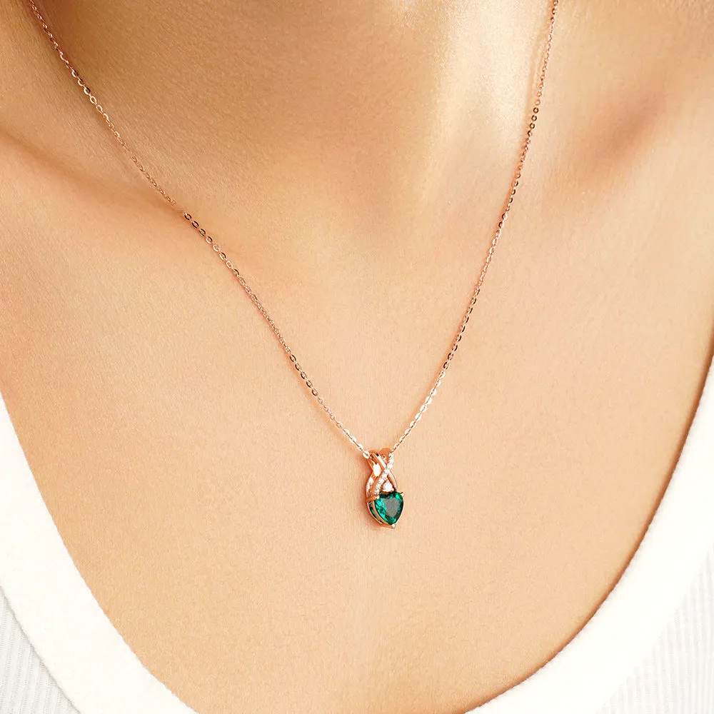 1.16 CT. Solitaire Heart Emerald and White Sapphire Pendant