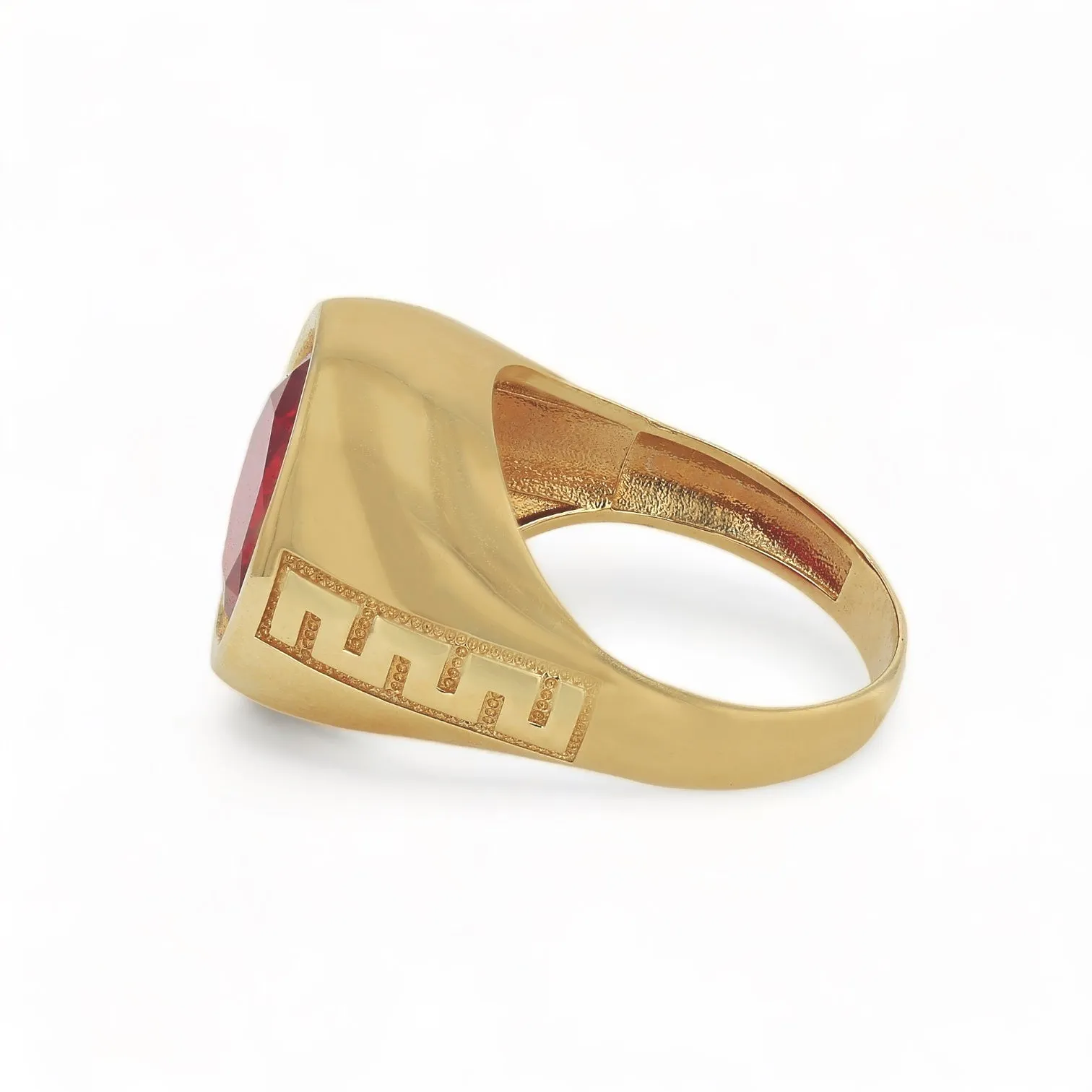 14K Yellow Gold Ring with Fire Red Stone - 220635