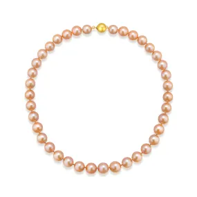 18k Gold Top Grading Edison Pink Pearl Necklace KN00053