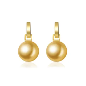 18k Solid Gold South Sea Golden Pearl Earrings KE00076