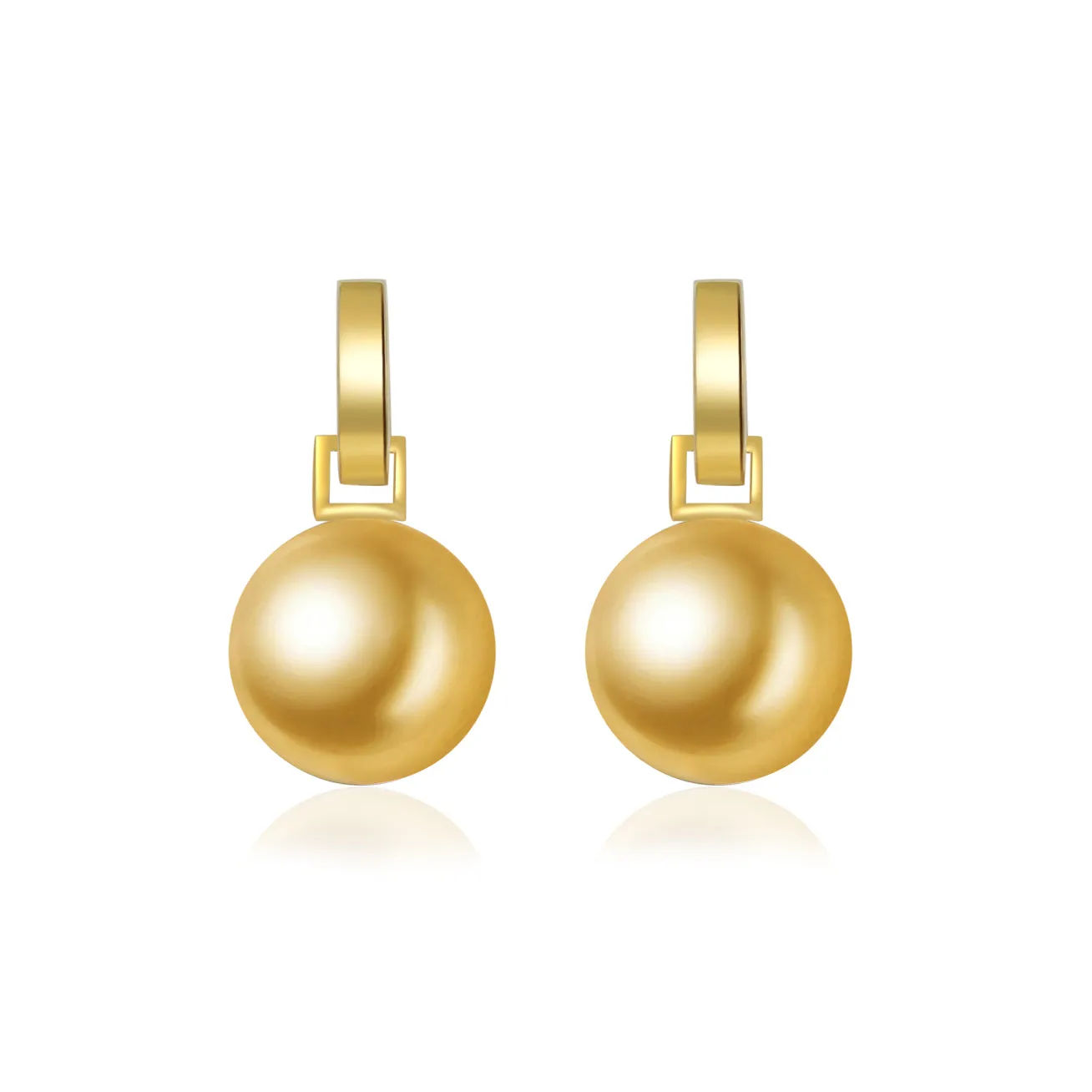 18k Solid Gold South Sea Golden Pearl Earrings KE00076