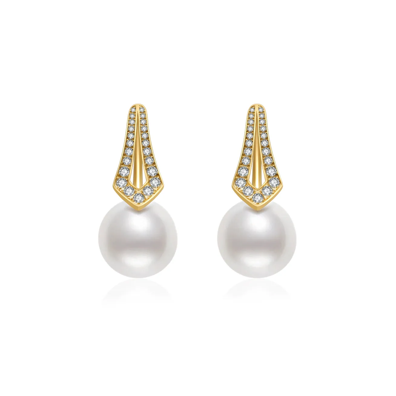 18k Solid Gold South Sea White Pearl Earrings KE00098