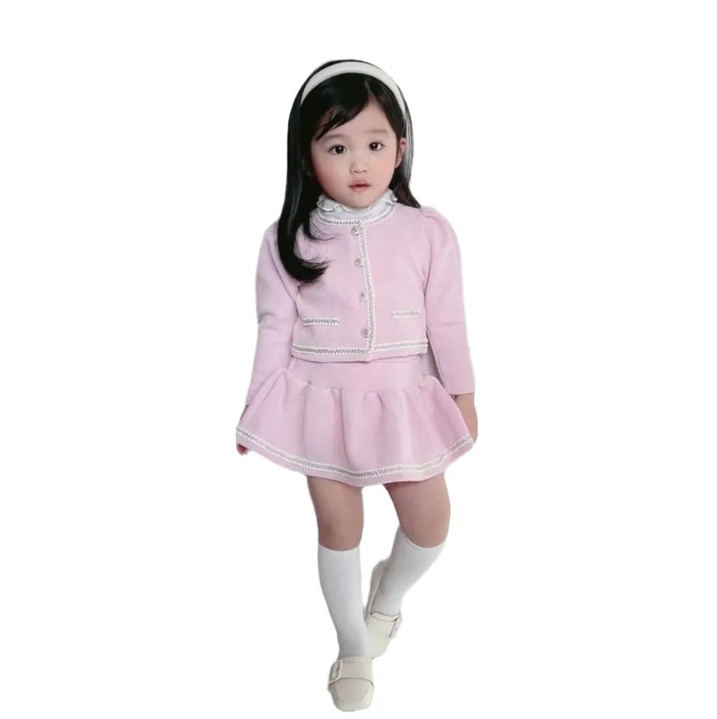 2 Pieces Set Baby Kid Girls Solid Color Jackets Outwears And Skirts Wholesale 23082862