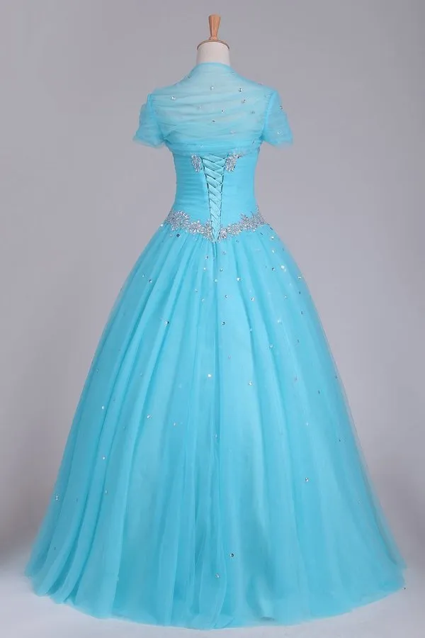 2024 Quinceanera Dresses Sweetheart Tulle With Beads And Ruffles PLZ8YXPL