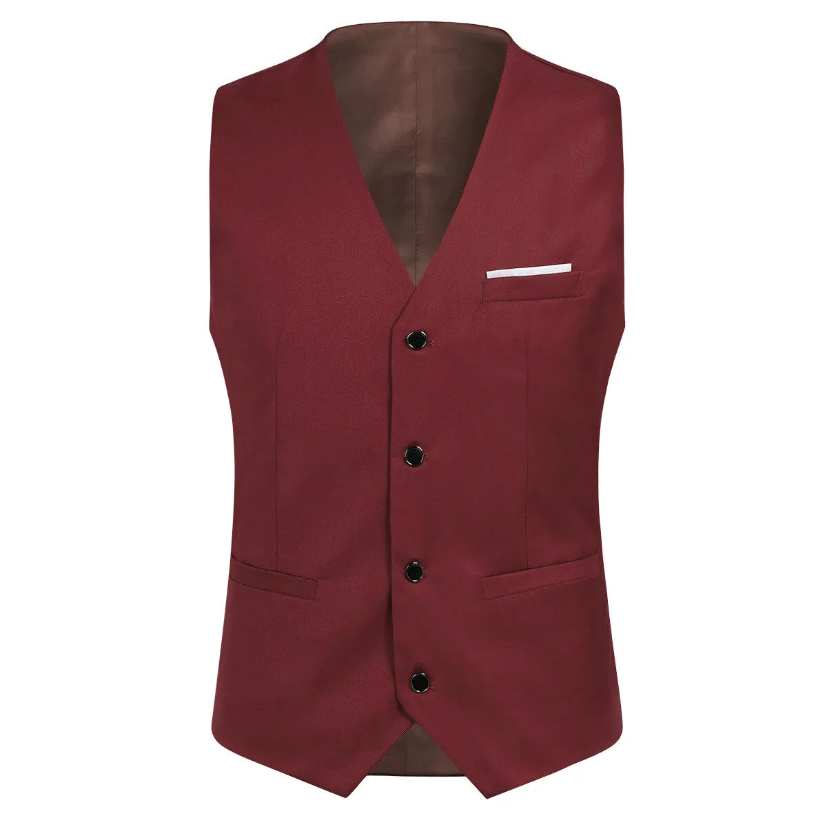 3-Piece Slim Fit One Button Fashion Maroon Suit