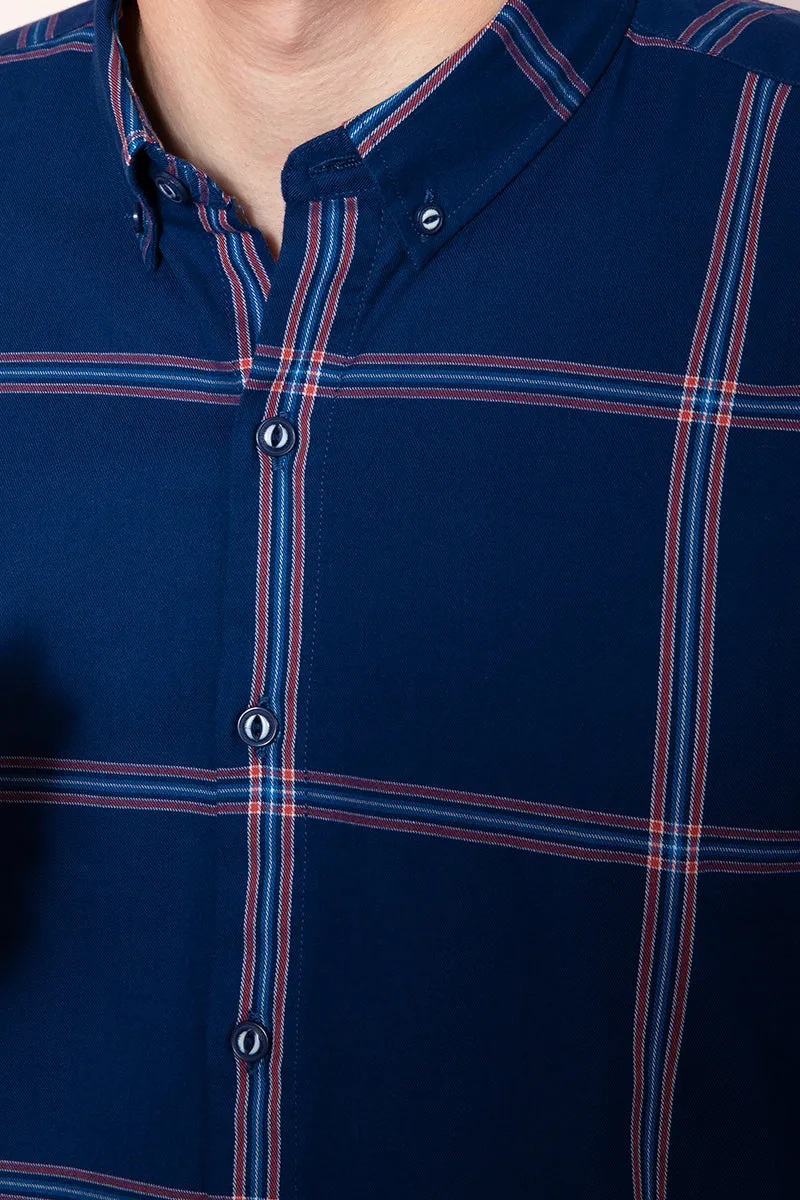 80's Block Navy Check Shirt