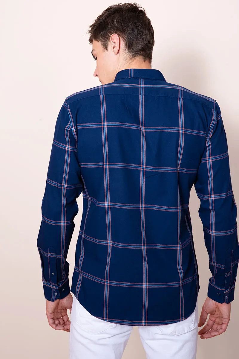 80's Block Navy Check Shirt