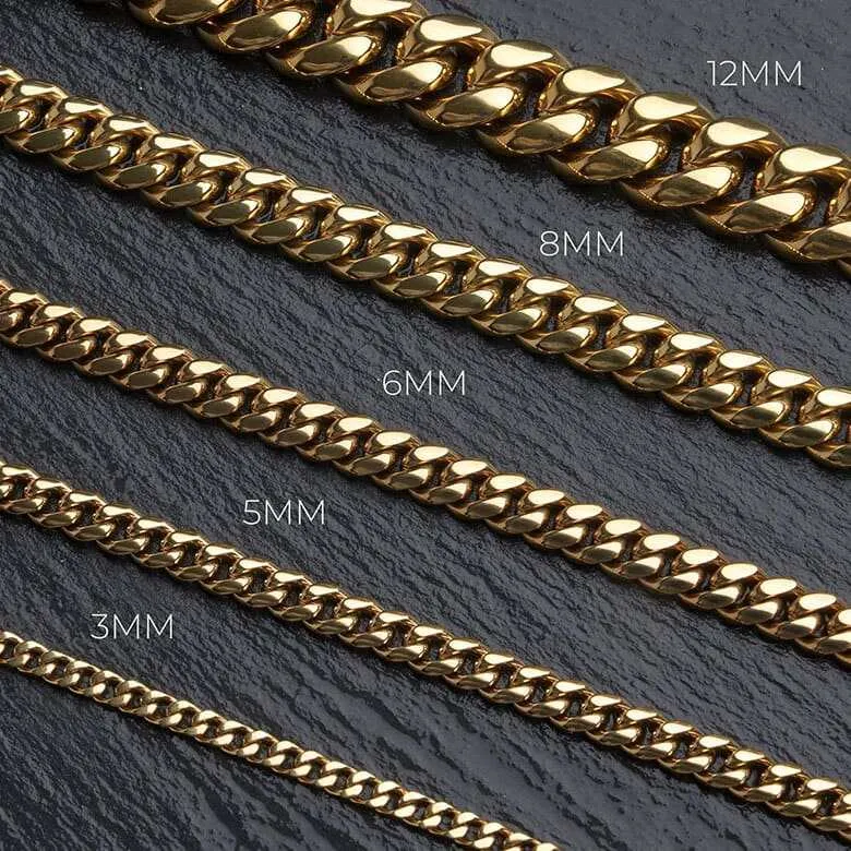 8.5MM Diamond Prong Cuban Necklace - Yellow Gold