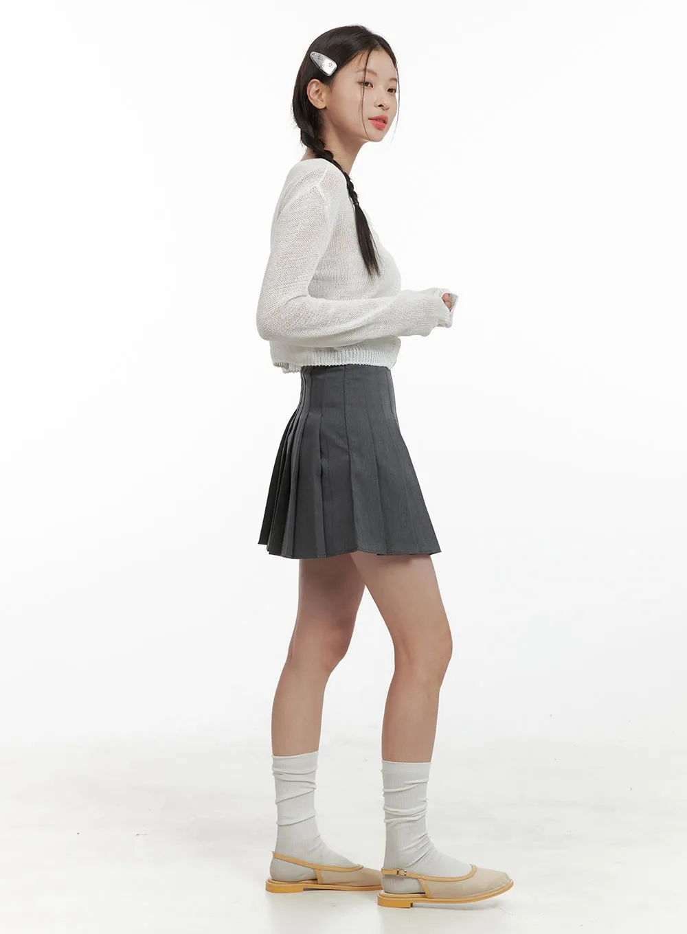 A-Line Pleated Mini Skirt OL411