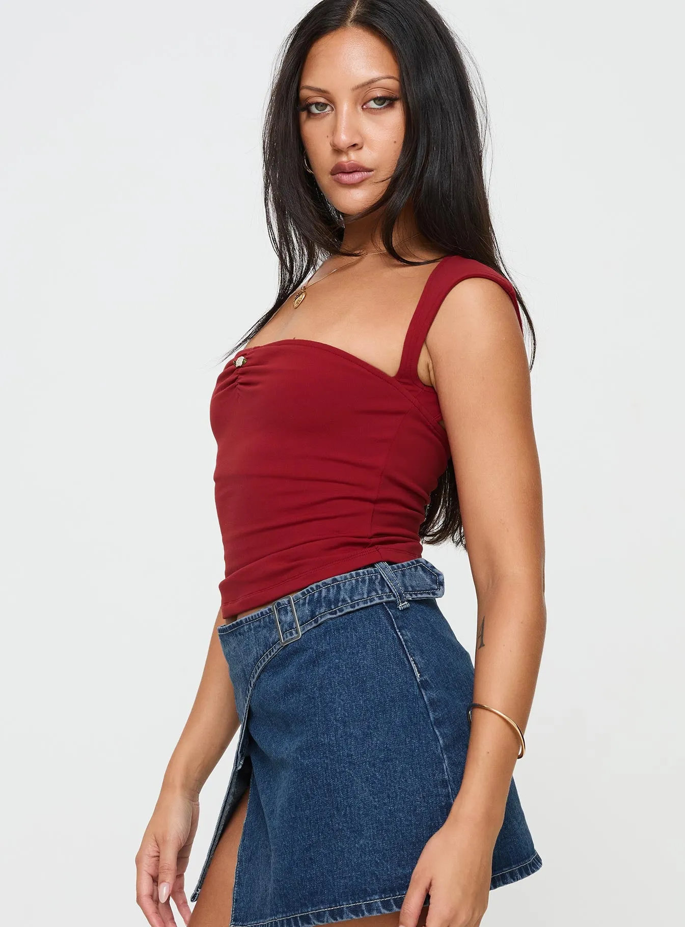 Adella Cap Sleeve Top Red