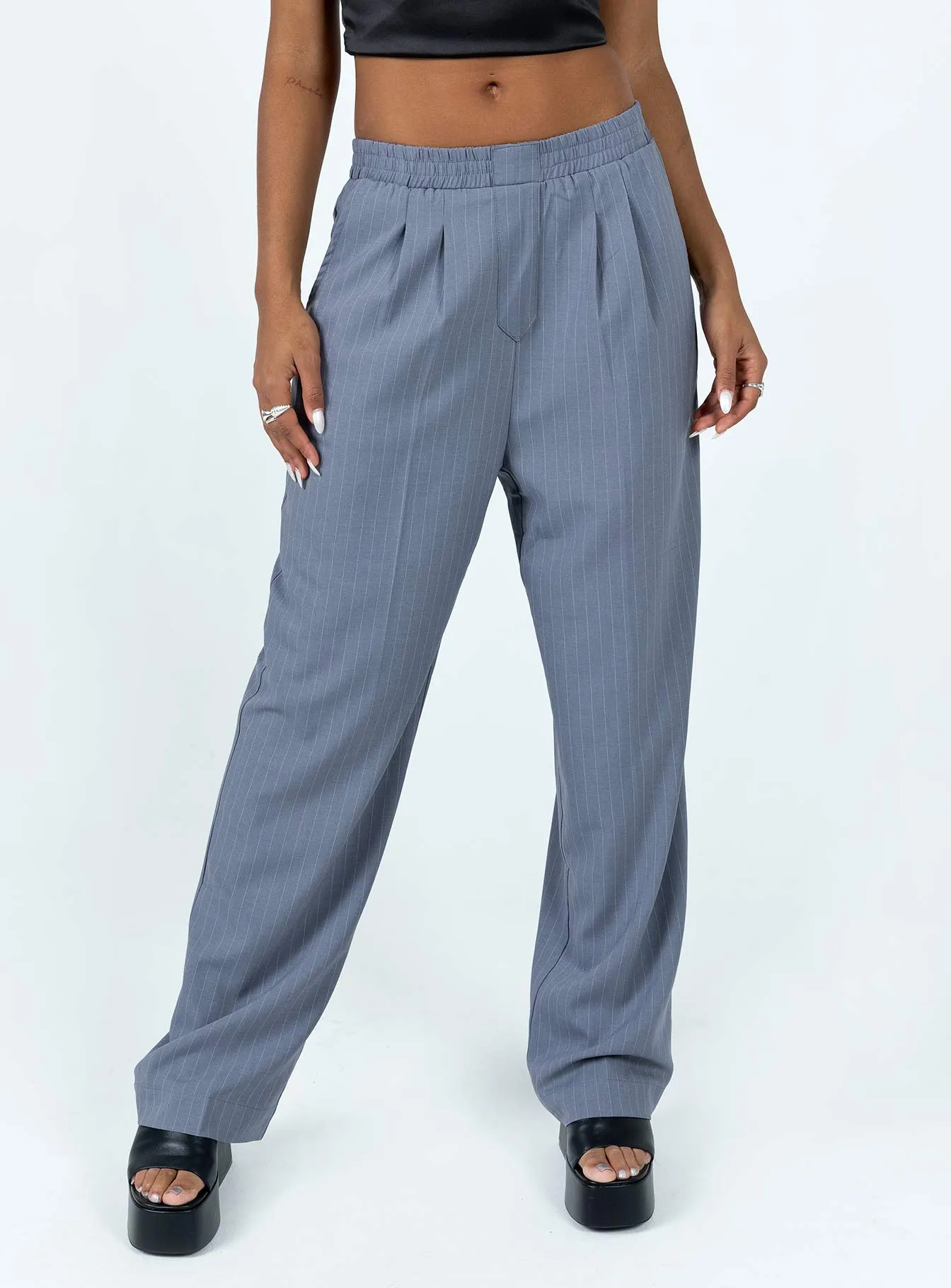 Agyness Pant Slate Pinstripe