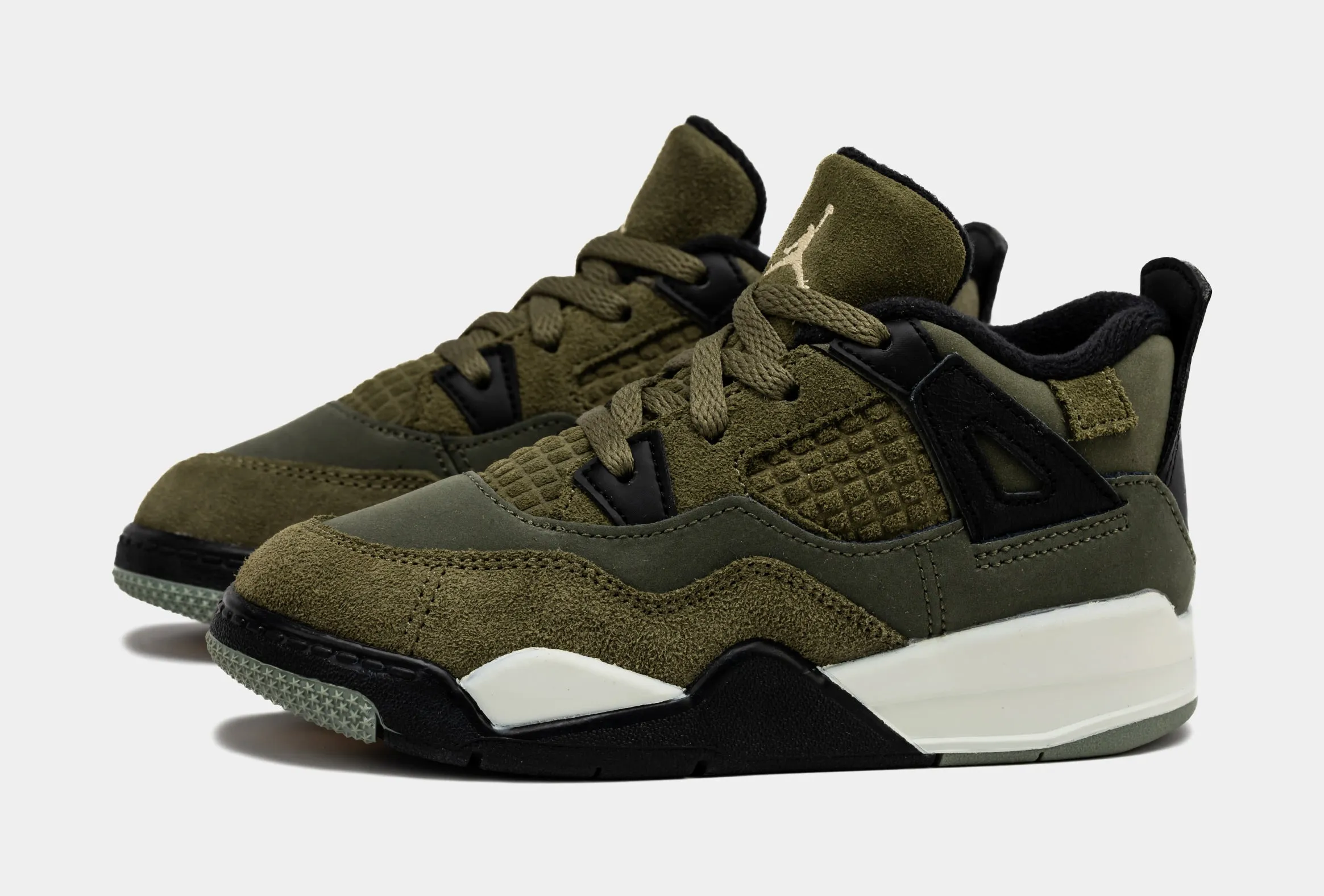 Air Jordan 4 Retro SE Craft Olive Infant Toddler Lifestyle Shoes (Medium Olive)