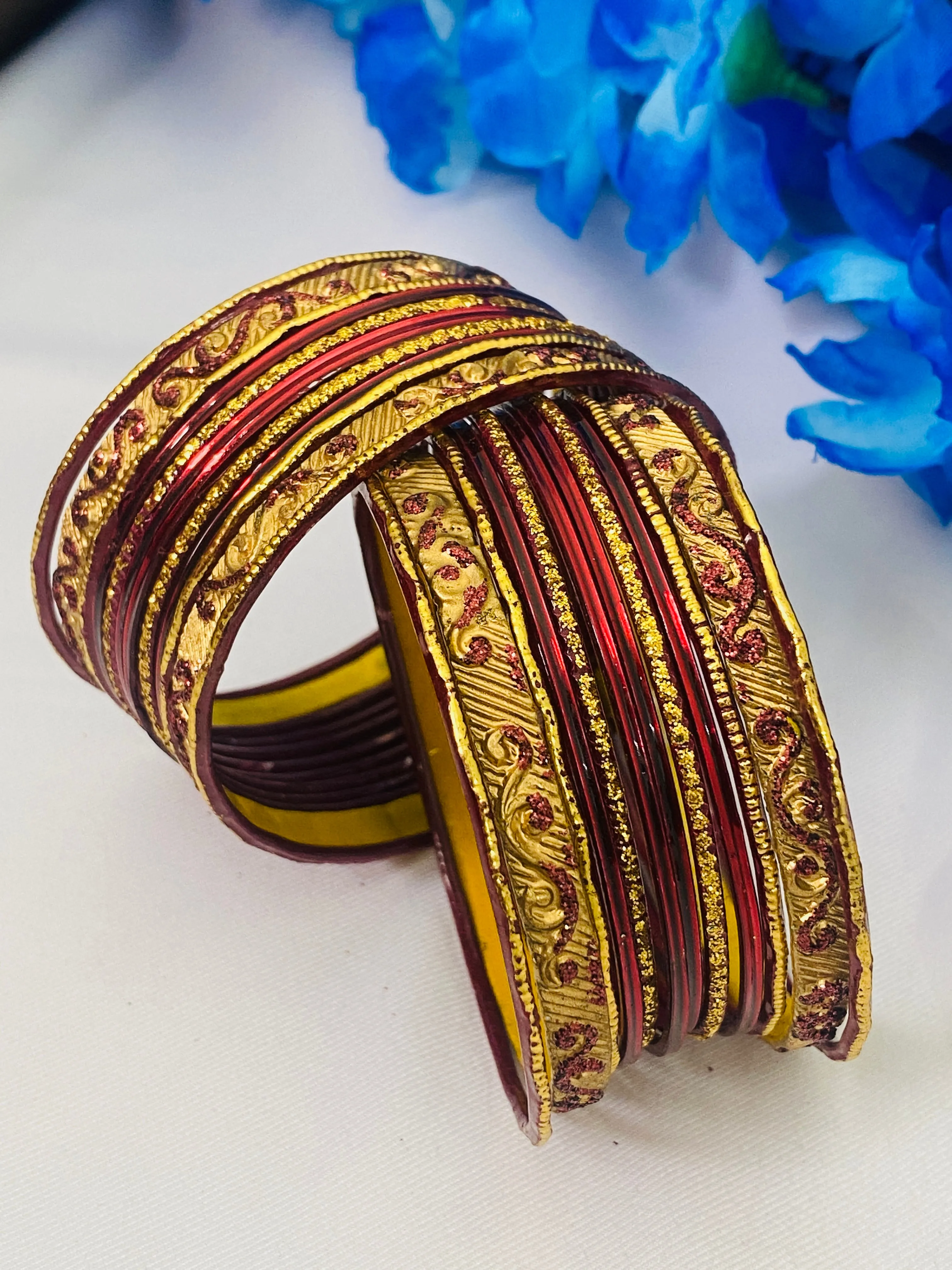 Alluring Maroon Color Traditional Festive Wear Metal Bangles For Women