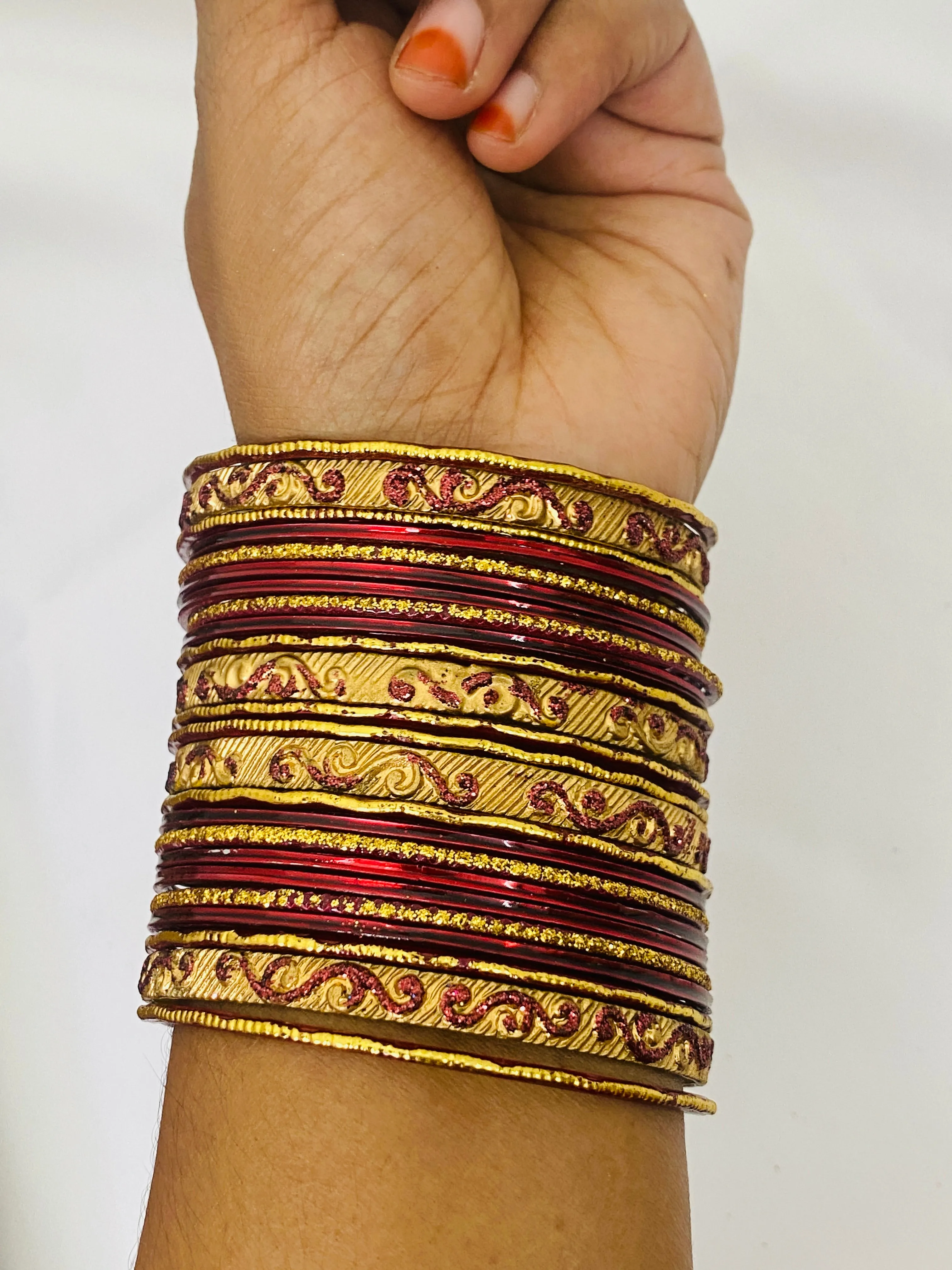 Alluring Maroon Color Traditional Festive Wear Metal Bangles For Women