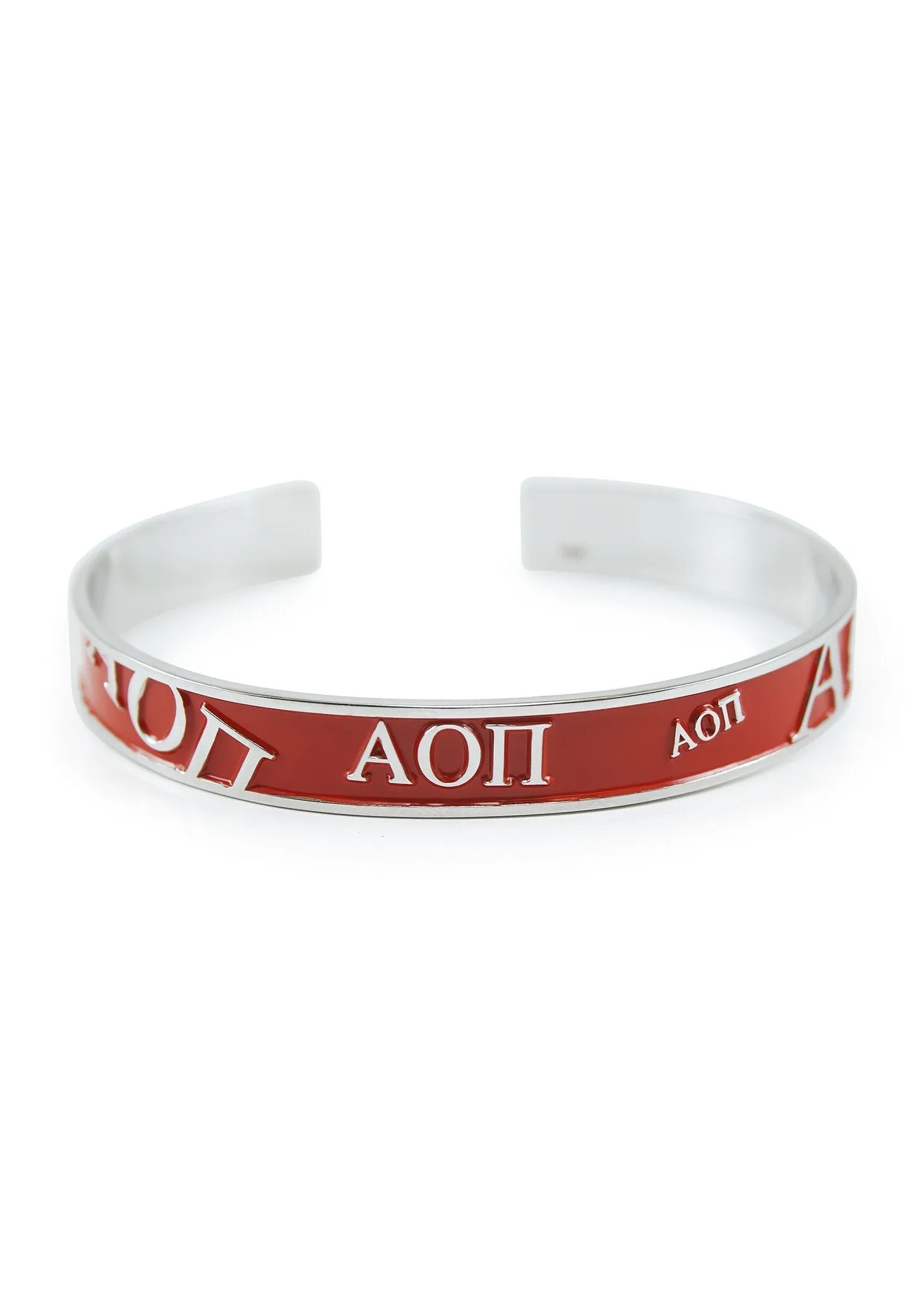 Alpha Omicron Pi Bangle Cuff Bracelet (Red)