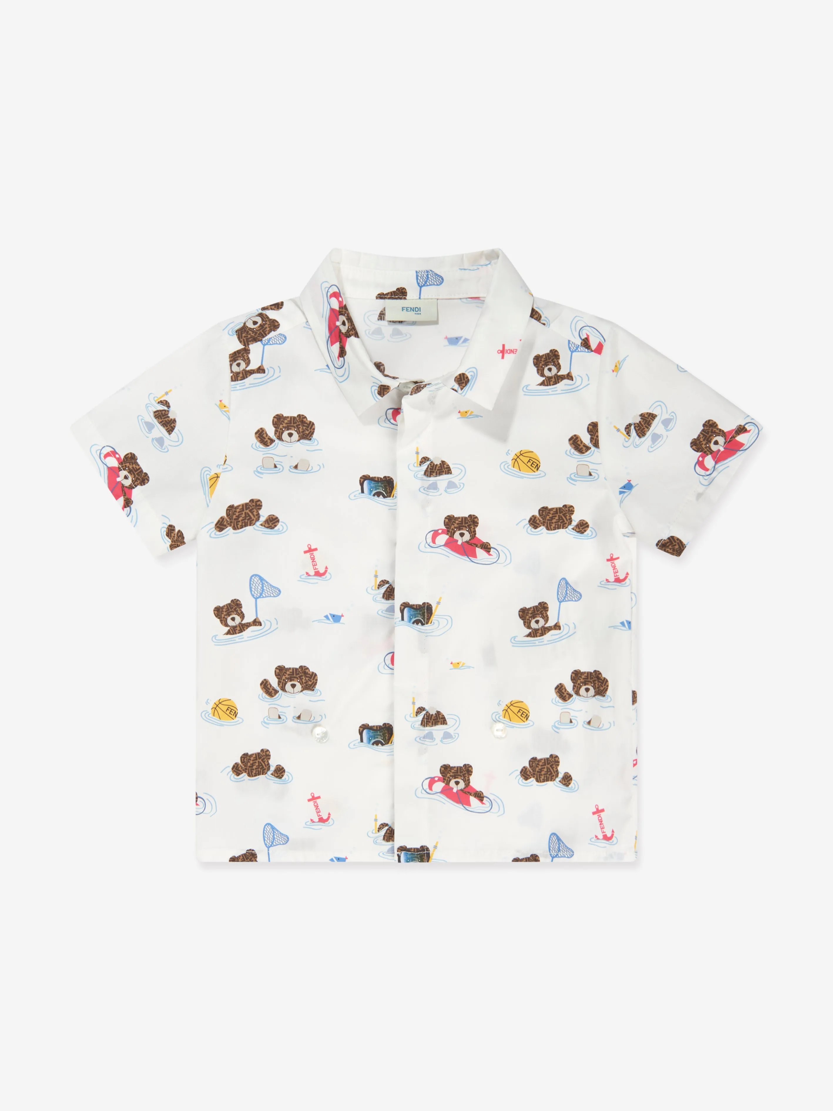 Baby Boys Bear Beach Party Romper in Multicolour