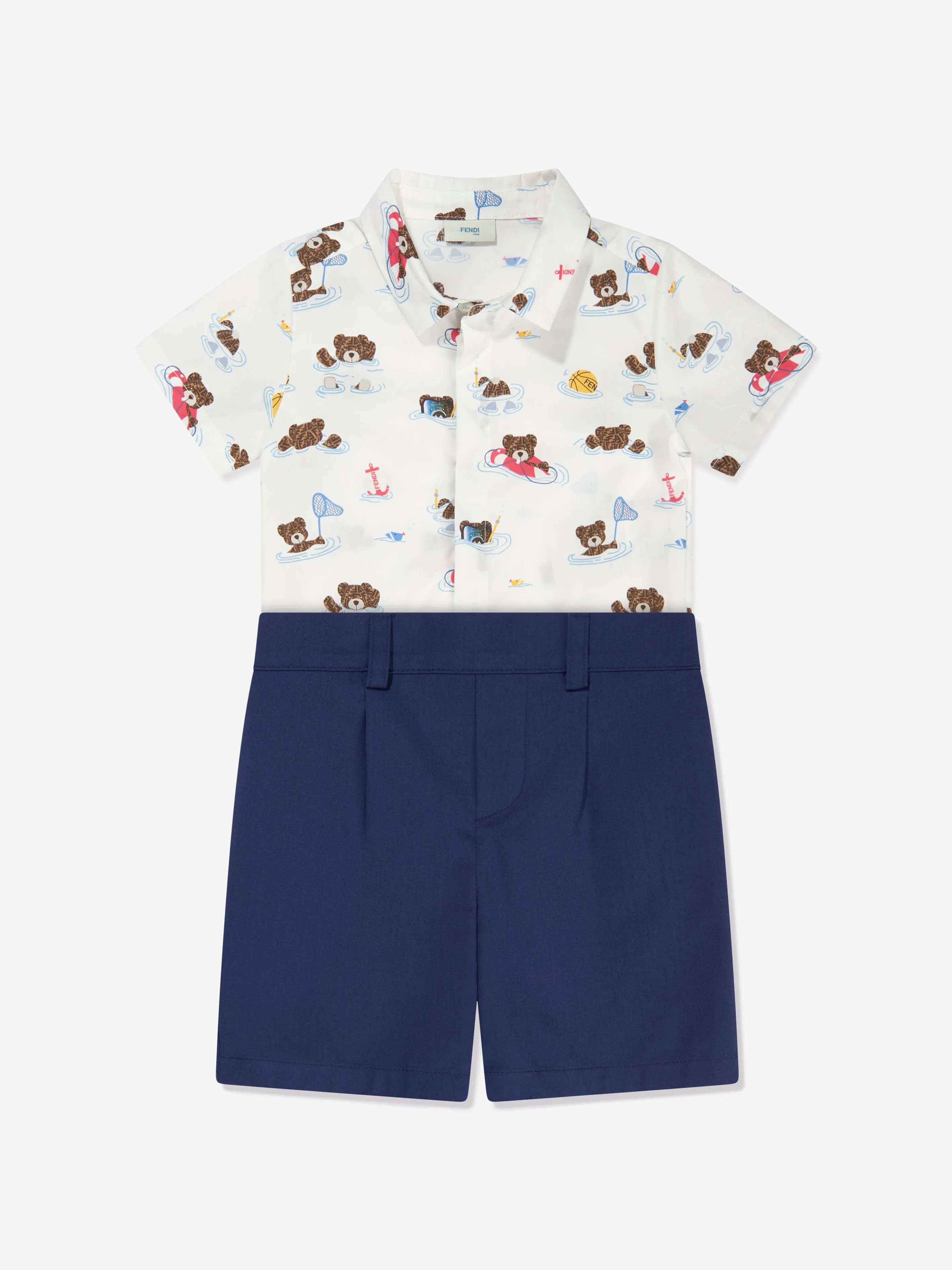 Baby Boys Bear Beach Party Romper in Multicolour