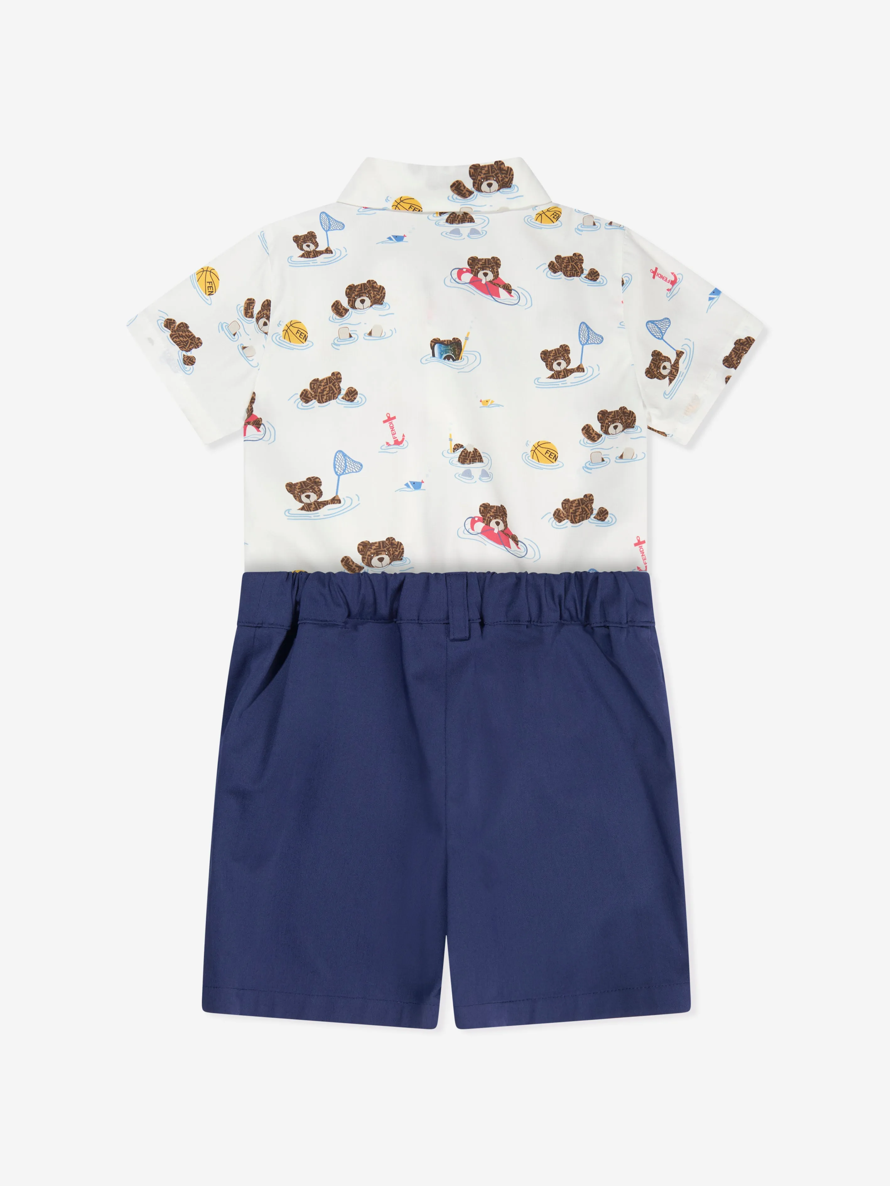 Baby Boys Bear Beach Party Romper in Multicolour