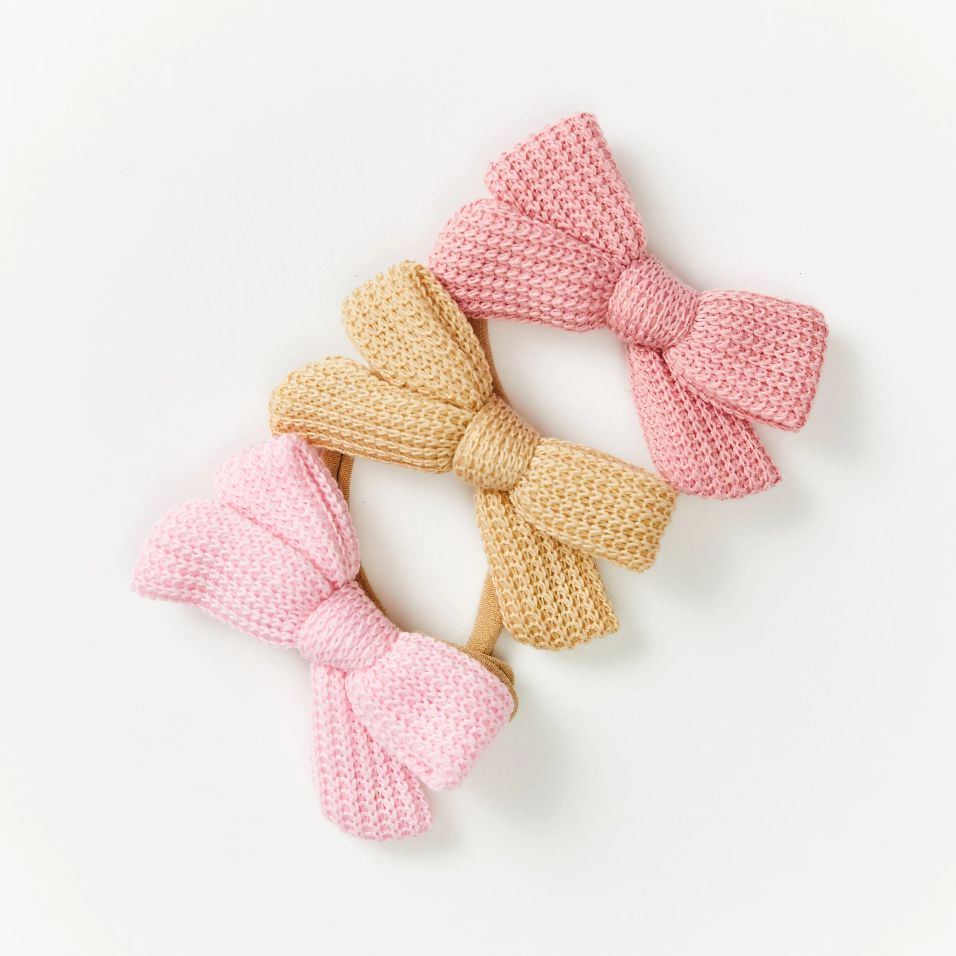 Baby Knitted Bow Headband in Latte