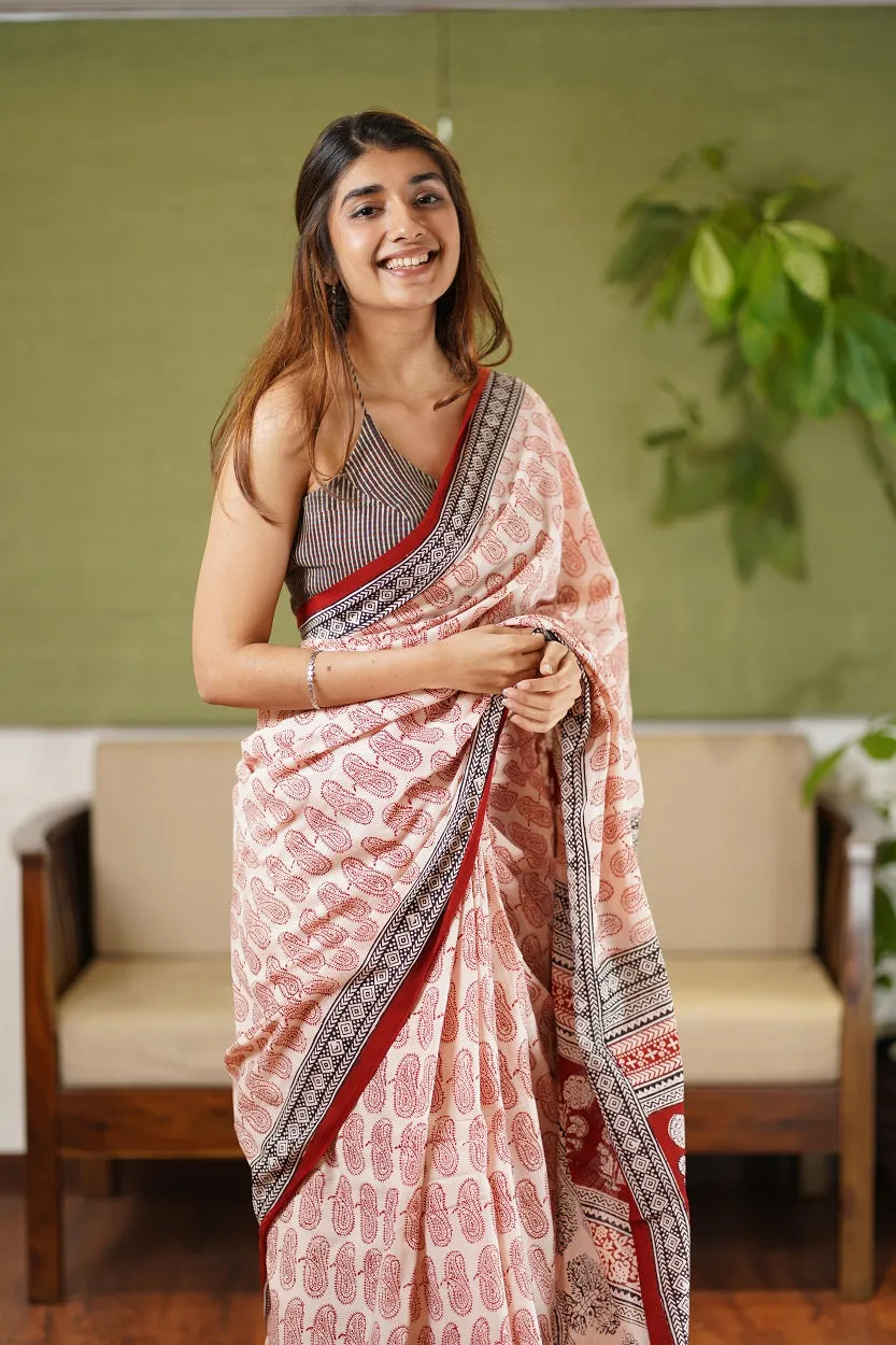 Bagh Hand Block Printed Cotton Saree