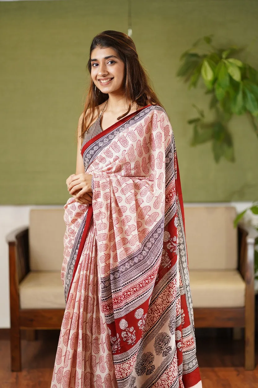 Bagh Hand Block Printed Cotton Saree