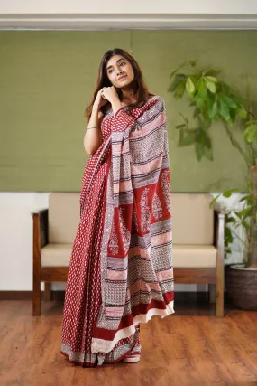 Bagh Hand Block Printed Cotton Saree