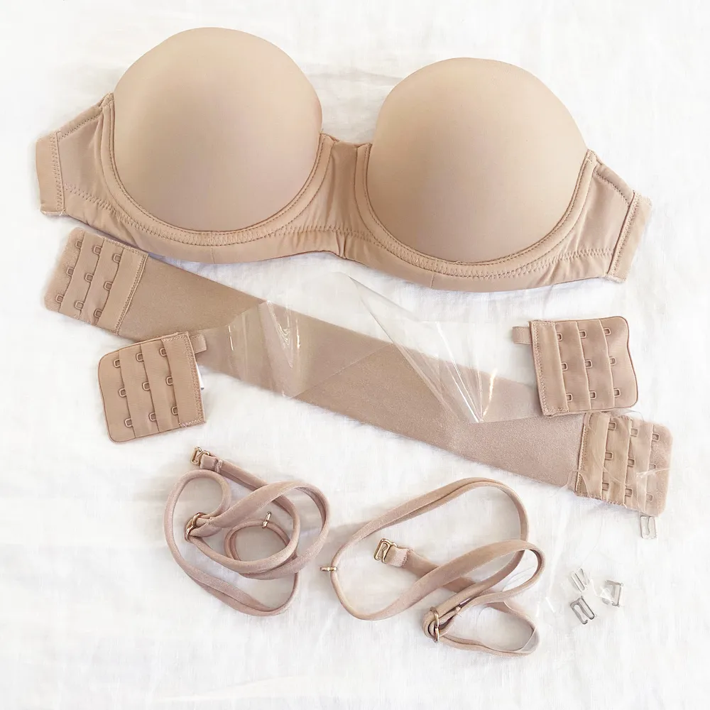 Beige & Clear Customizable Bra Set