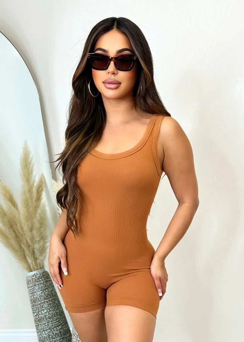 Better Basic Romper Caramel