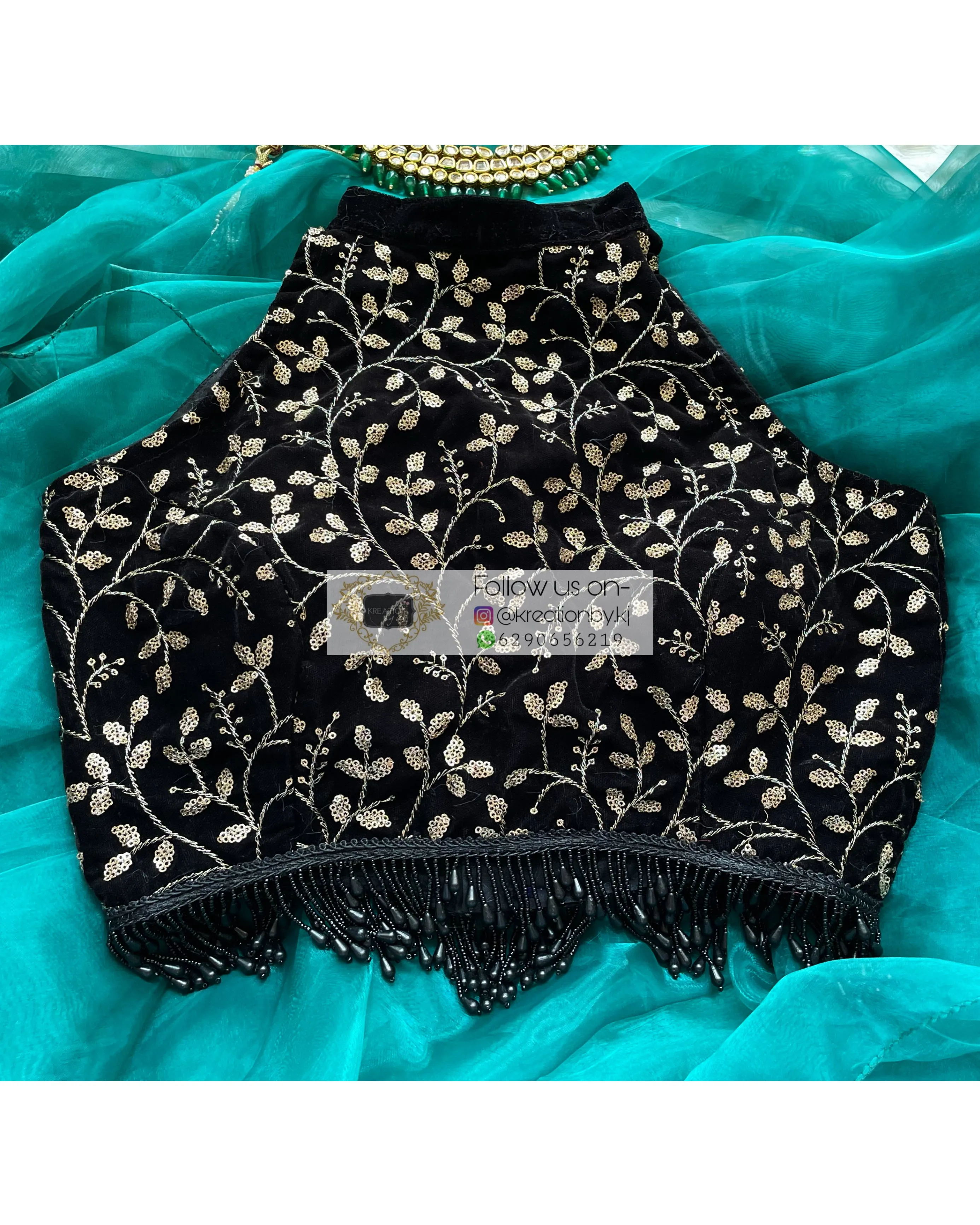 Black Halter Velvet Blouse