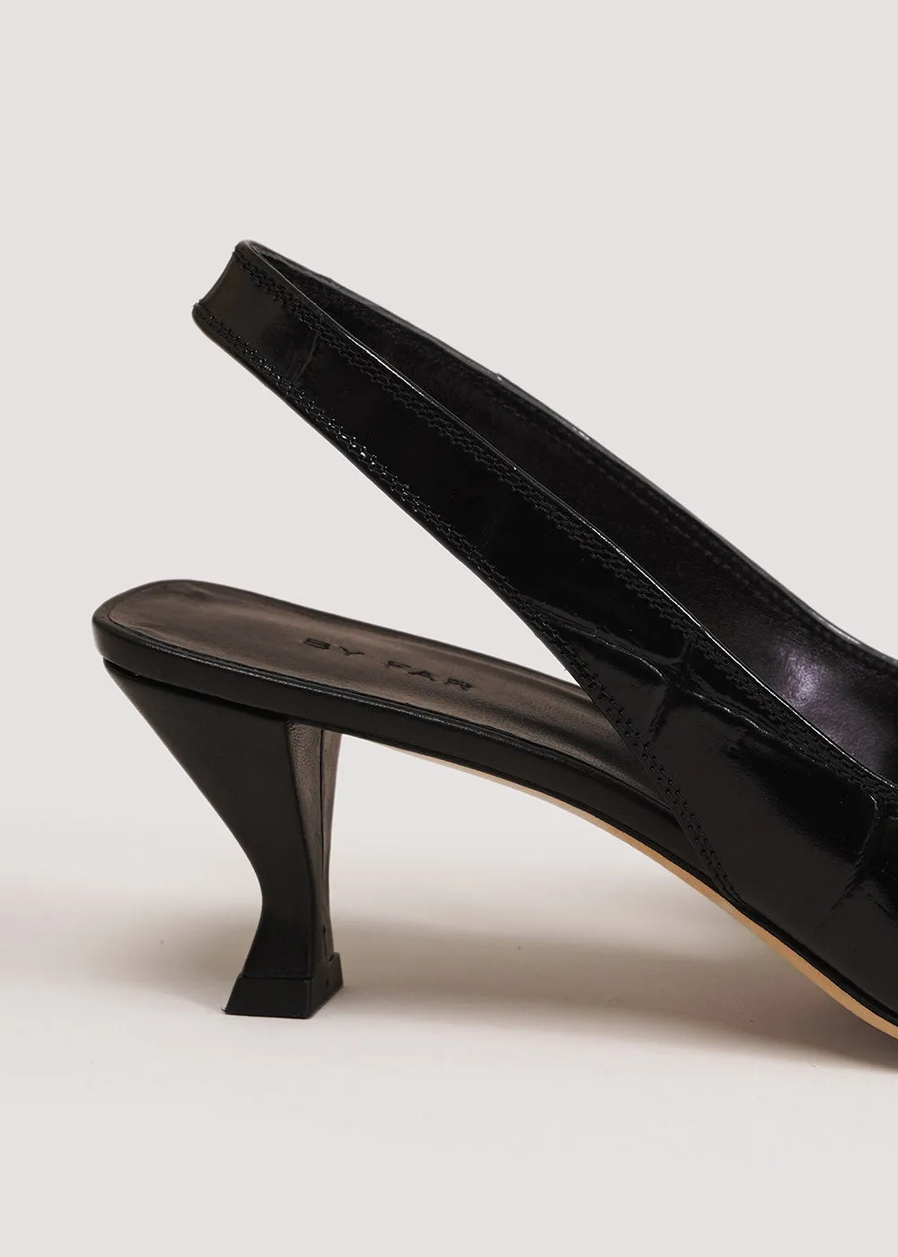 Black Maxi Croco Evita Slingbacks