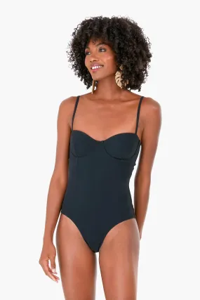 Black Solid Underwire One Piece