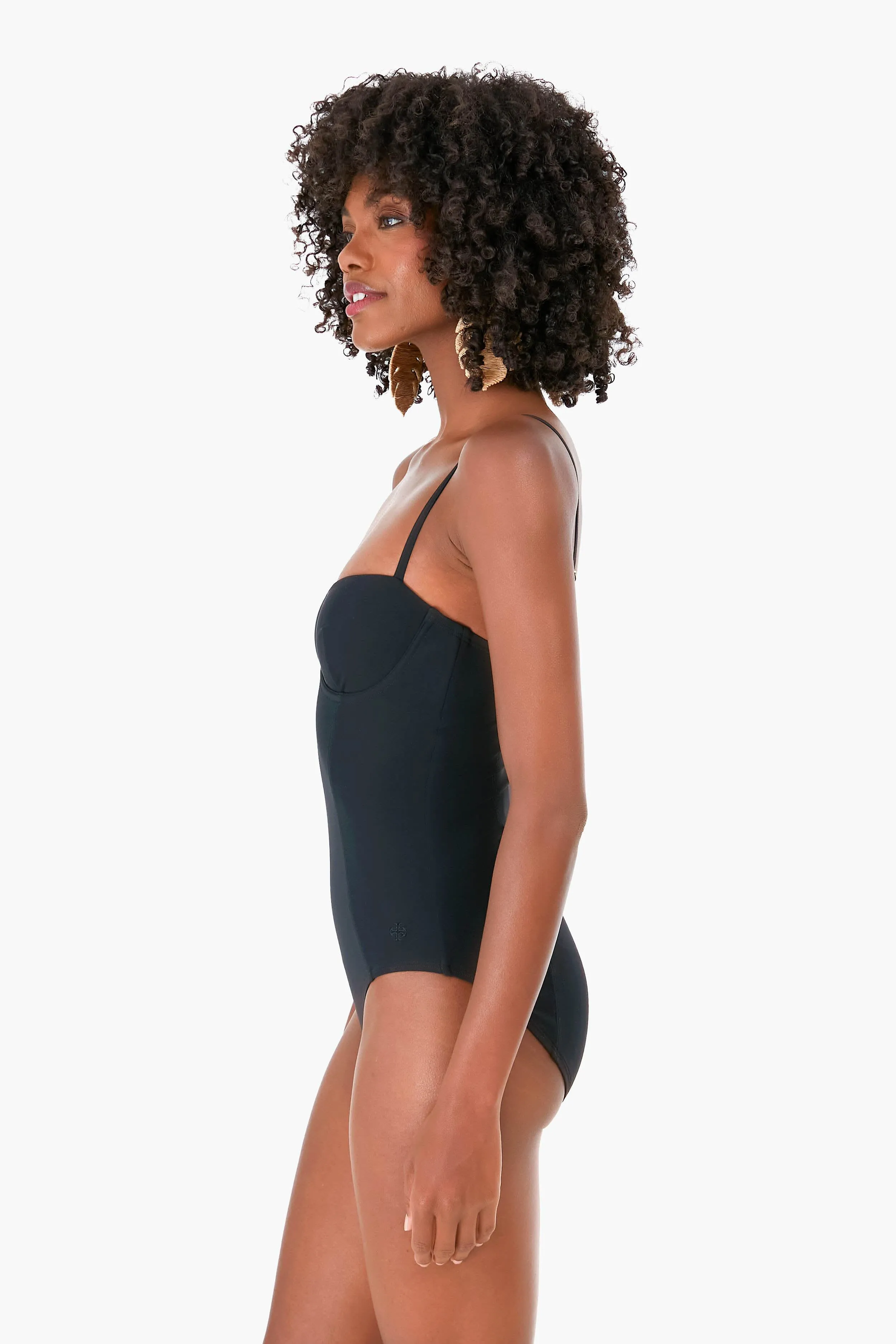 Black Solid Underwire One Piece