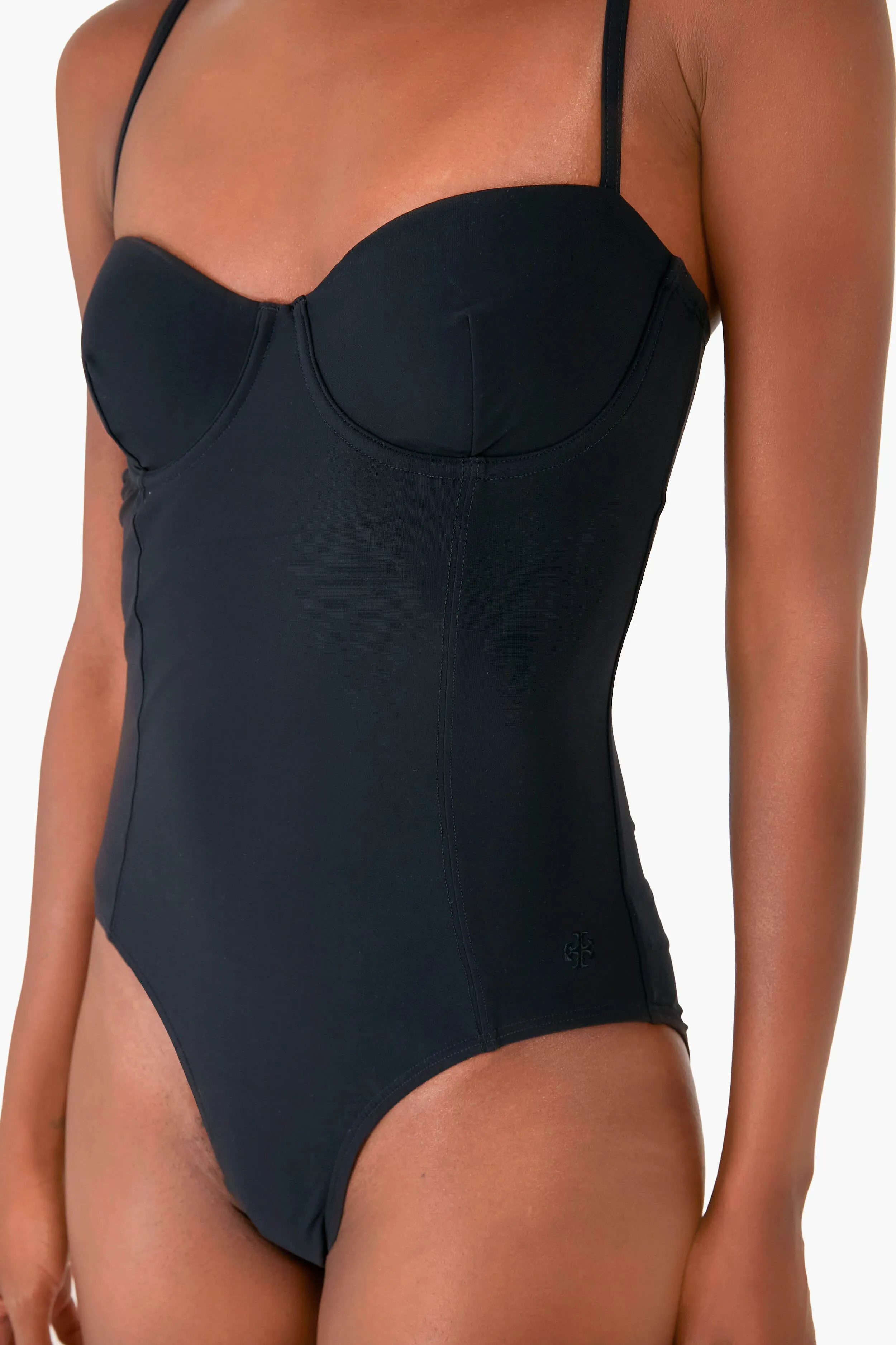 Black Solid Underwire One Piece