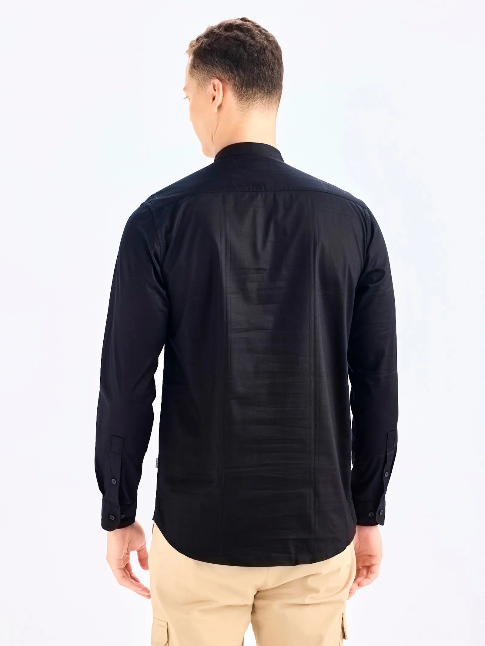 Black Stretch Solid Kurta