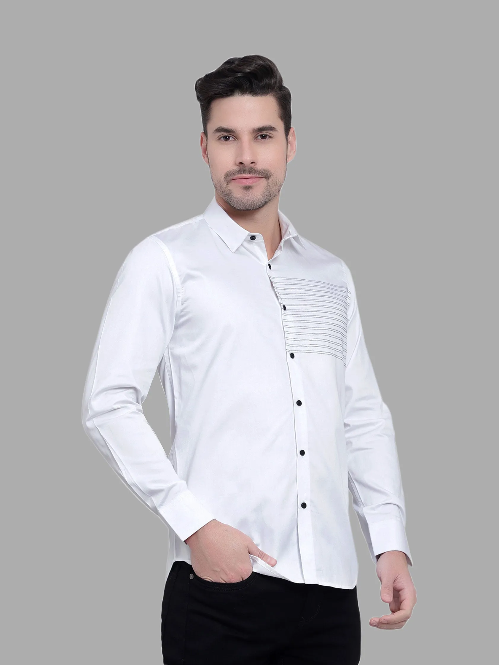 Black Striped White Super Designer Cotton Shirt