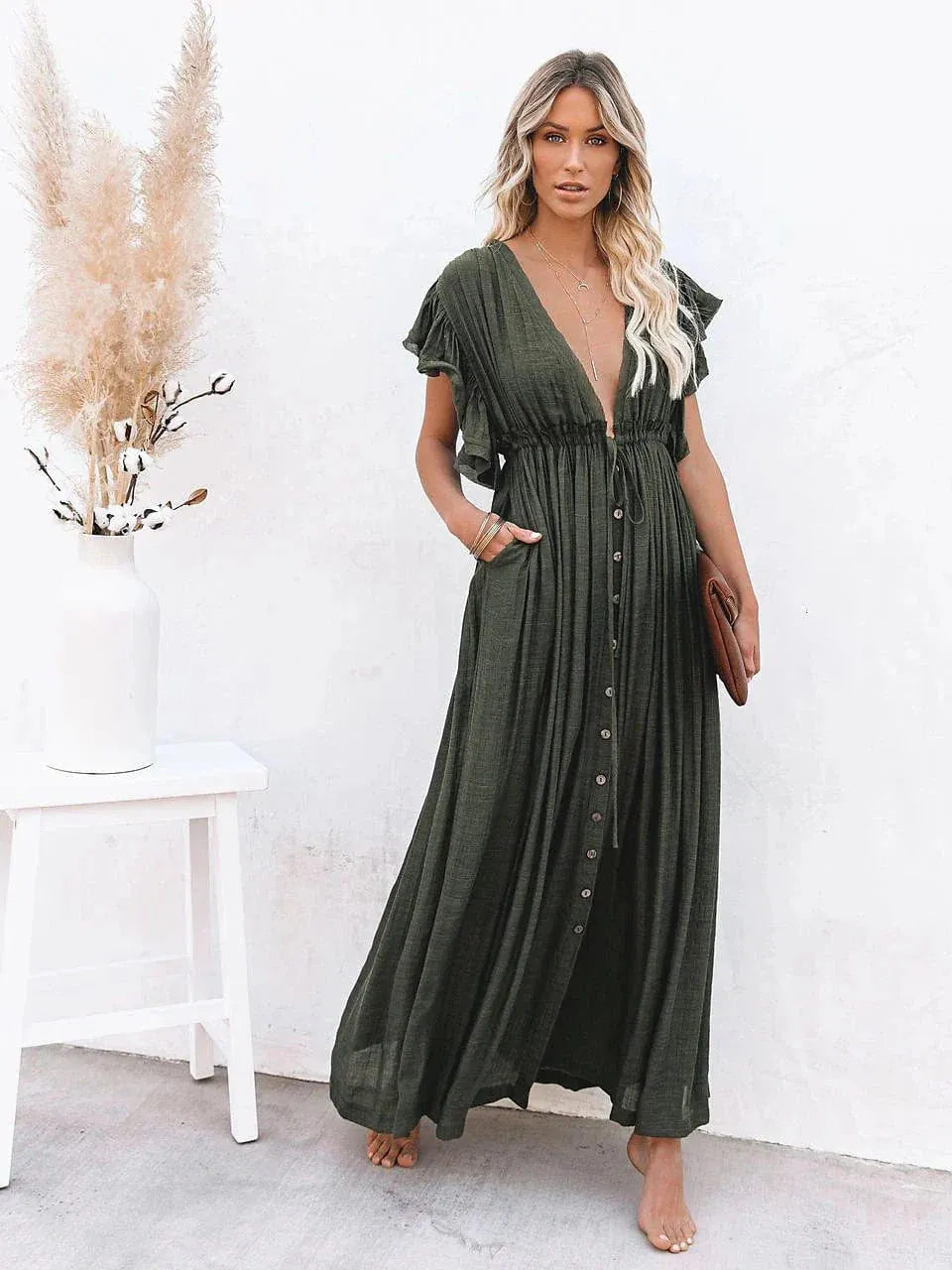 Boho Swing Maxi Dress With Backless Design for Women