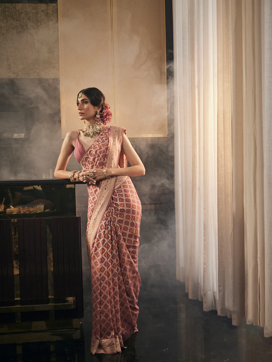 Brocade Zari Jaal Border Woven Saree