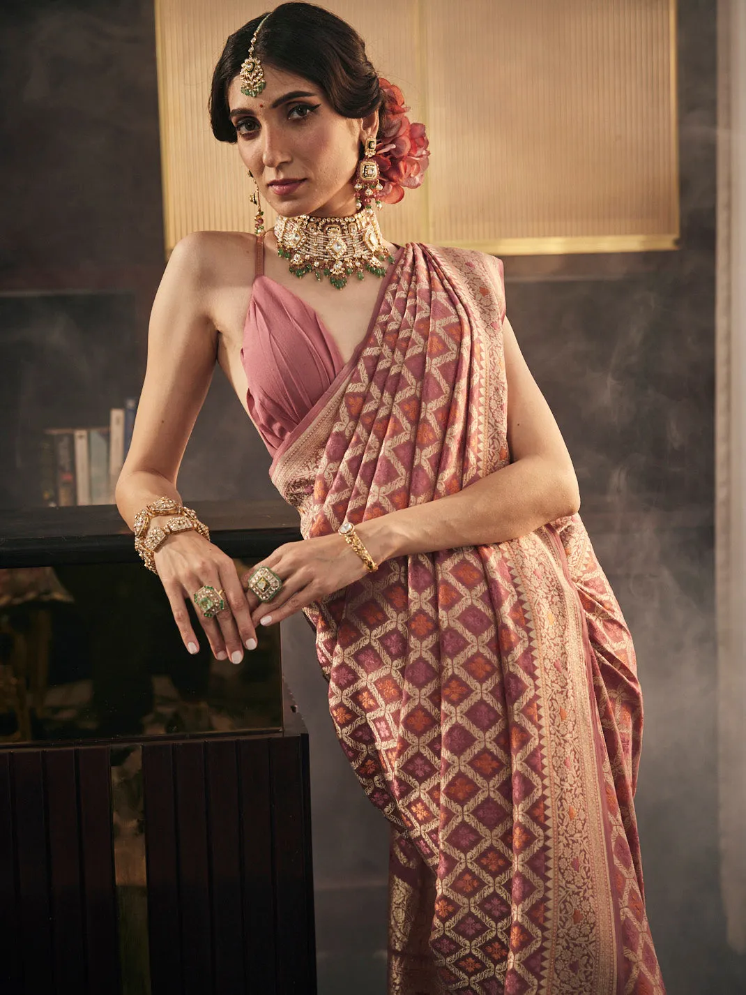 Brocade Zari Jaal Border Woven Saree