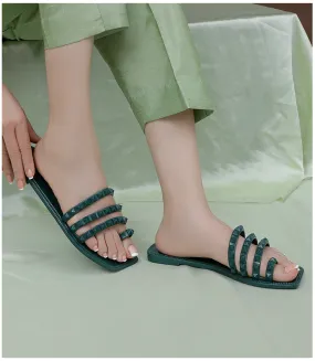 BW7667-DARK-GREEN-Women Casual Slipper