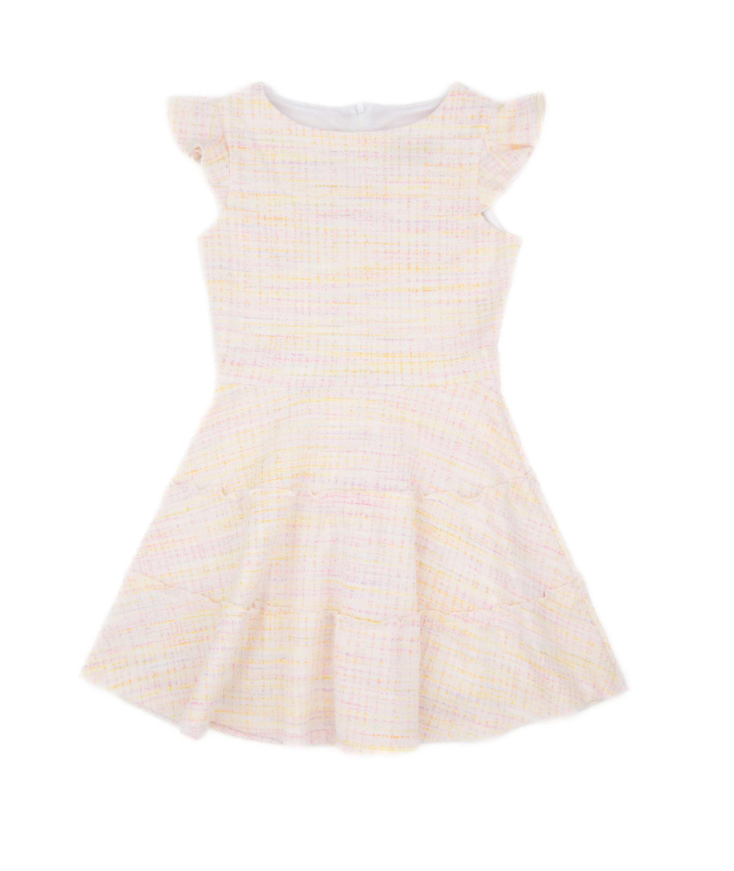 By Debra Girls Pastel Tweed 3 Tier Dress