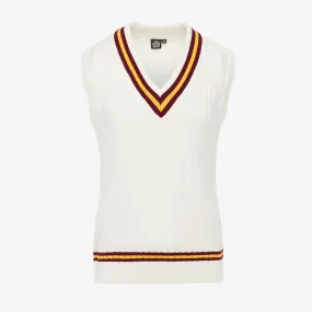 Cable Knit Cricket Slipover - White/Maroon/Gold