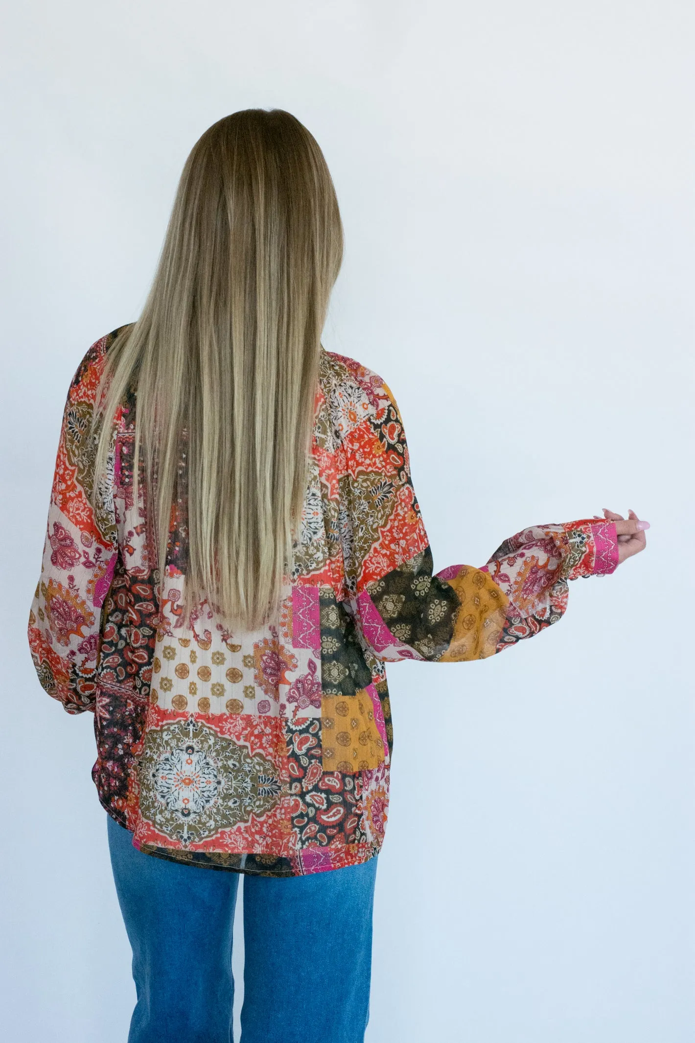 Can't Help Falling Printed Button Down Blouse