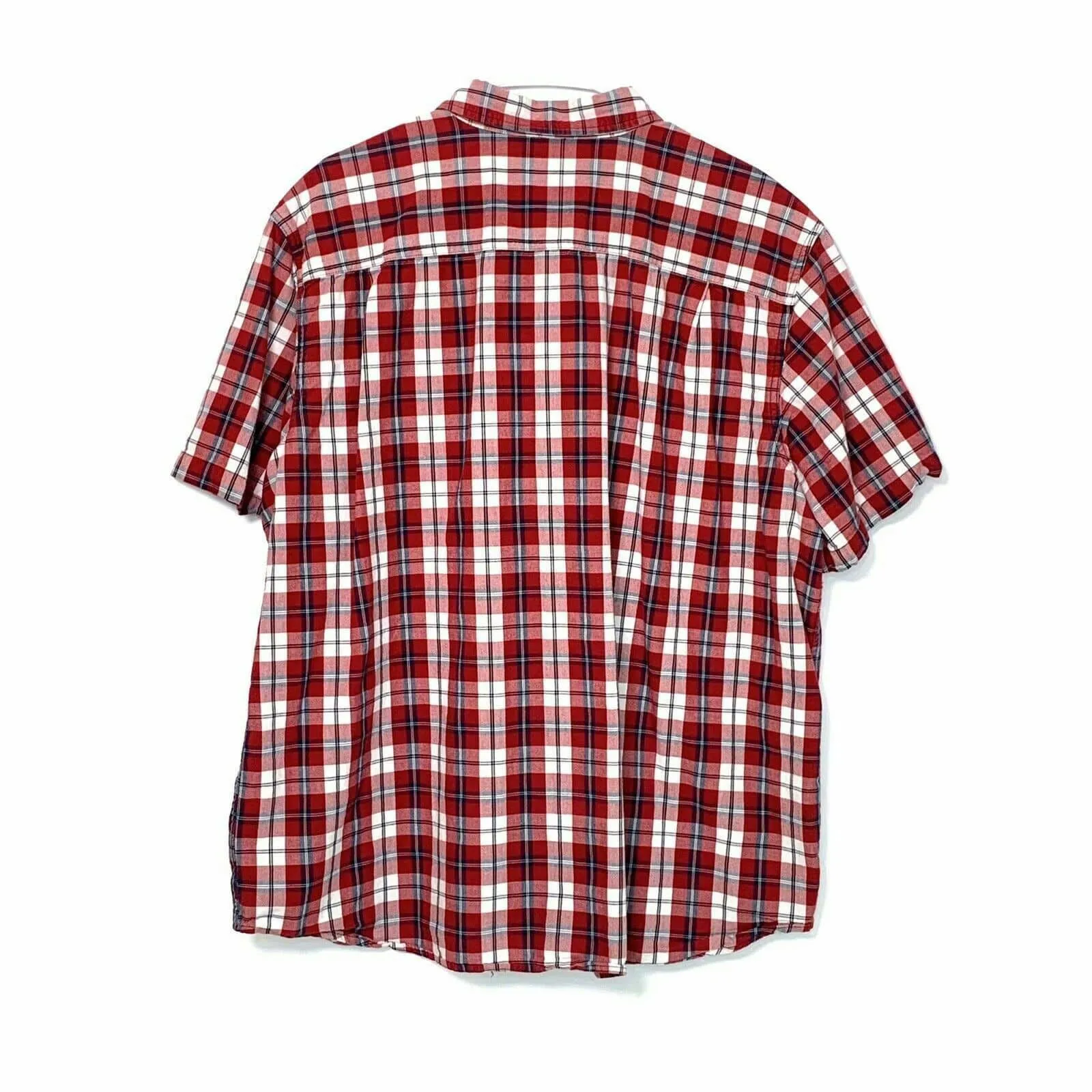 Carhartt Shirt Mens 2XL XXL Button Up Short Sleeve Plaid 90s Red White Relaxed